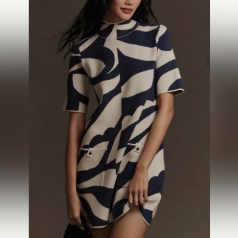 Anthropologie Annalise Mock Neck Mini Dress XLP